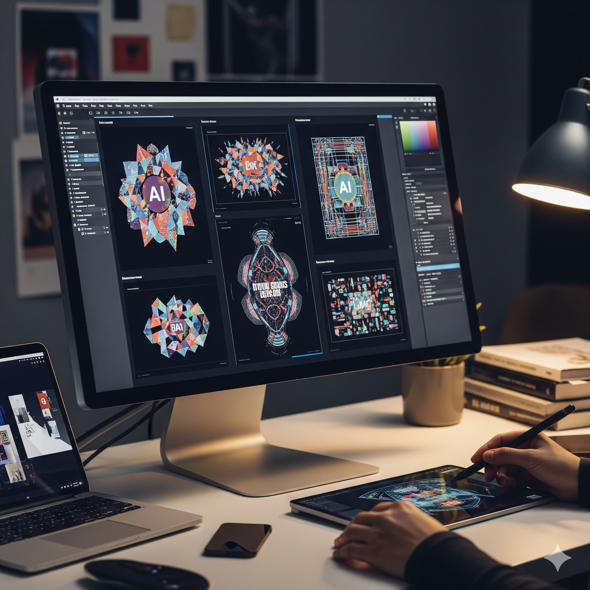 Diseño gráfico, generación de elementos visuales y logotipos con inteligencia artificial para campañas de contenido corto e impactante para redes sociales.